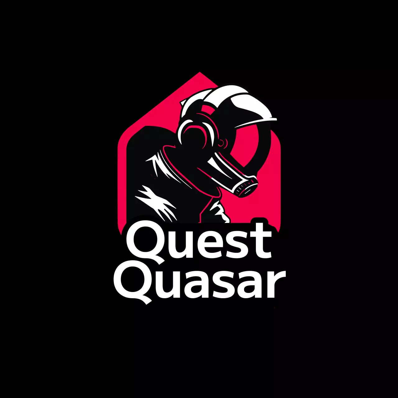Anúncio do logótipo SF Quasar vermelho e preto