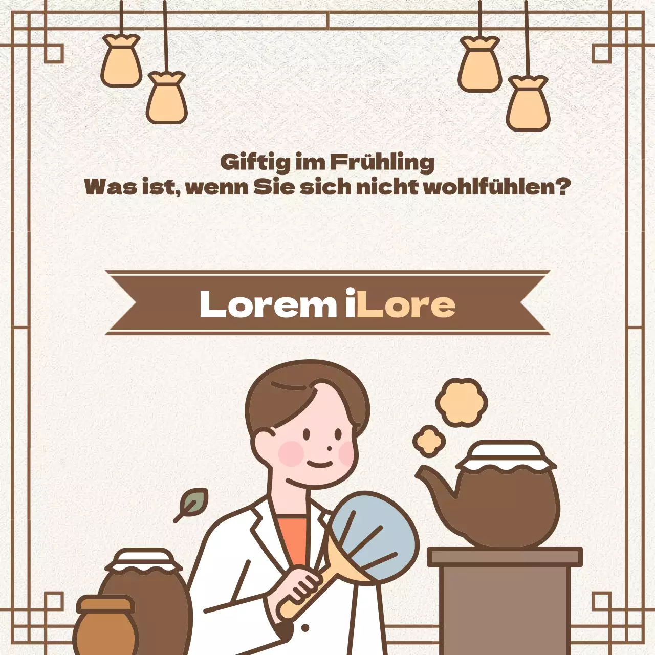 Braune, orientalische Kräuterheilkunde-Rezeptanzeige für eine chinesische Klinik.