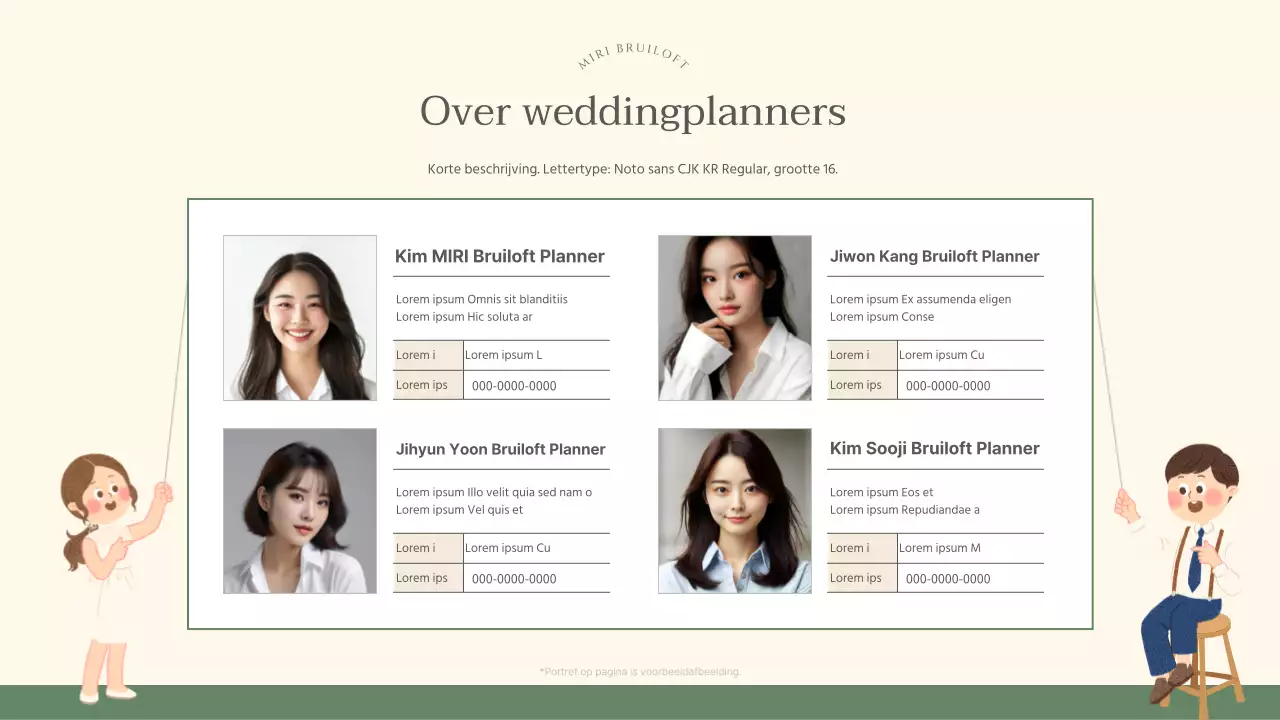 Mooi marketingplan voor weddingplanner in groen en ivoor