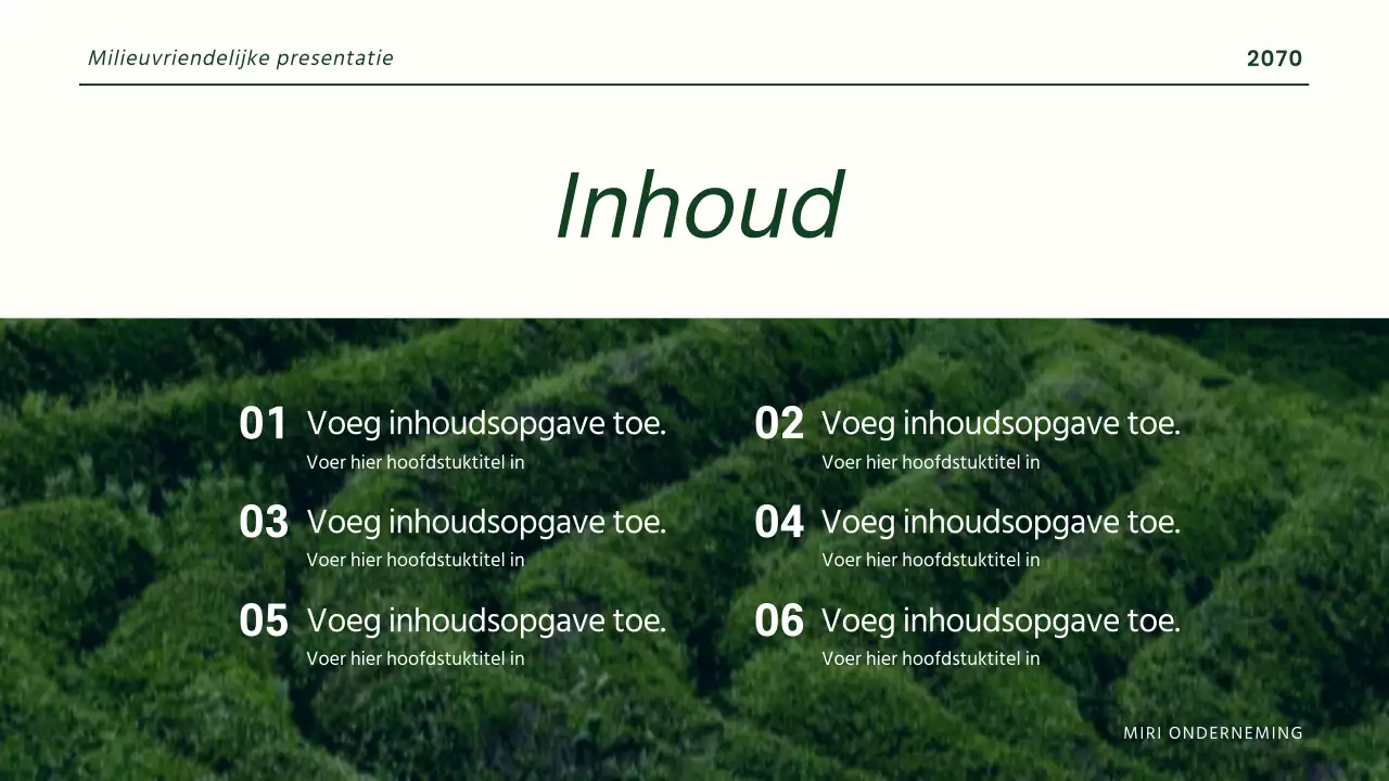 Groen, modern, naturalistisch en milieuvriendelijk verslag