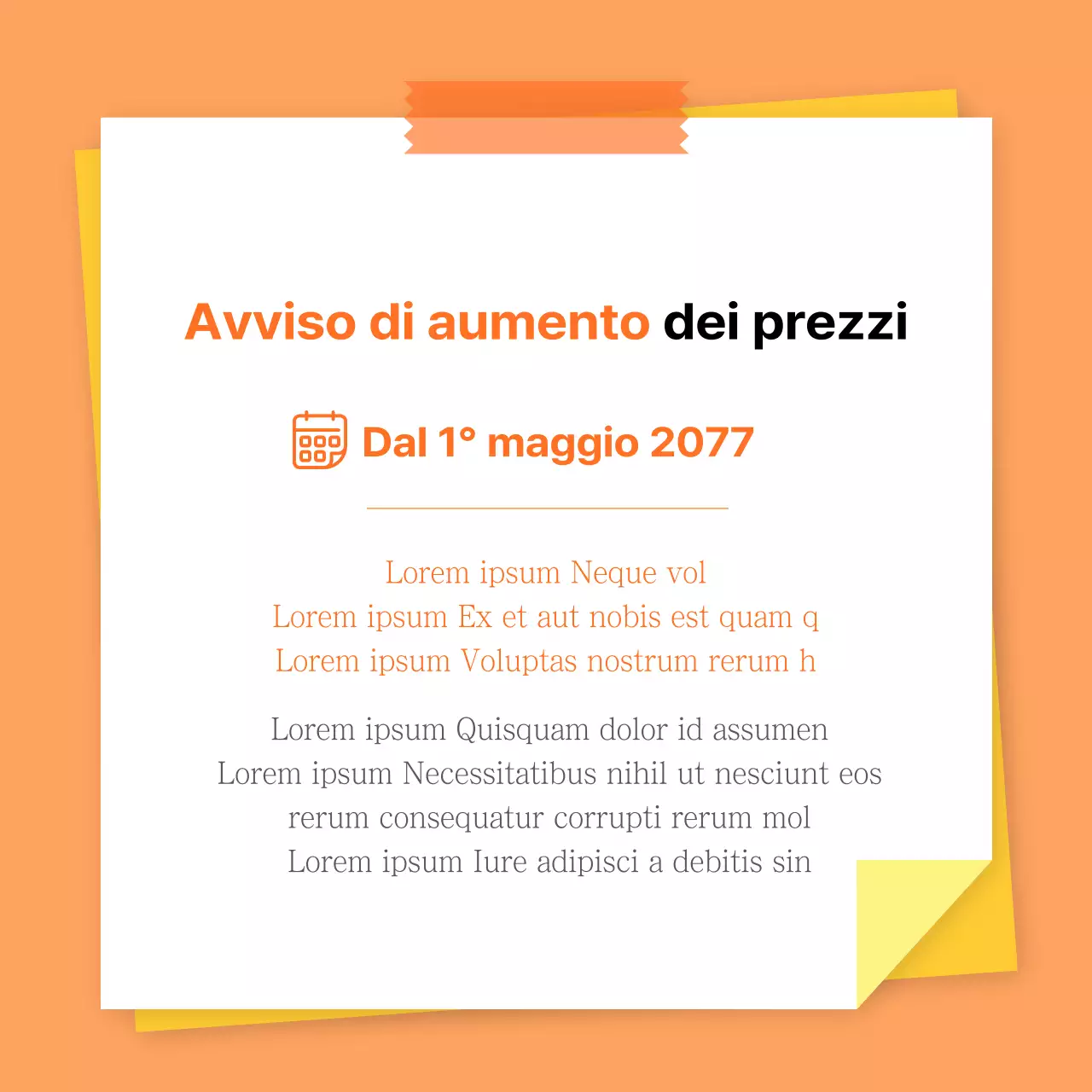 Guida all'aumento dei prezzi di base in arancione e giallo