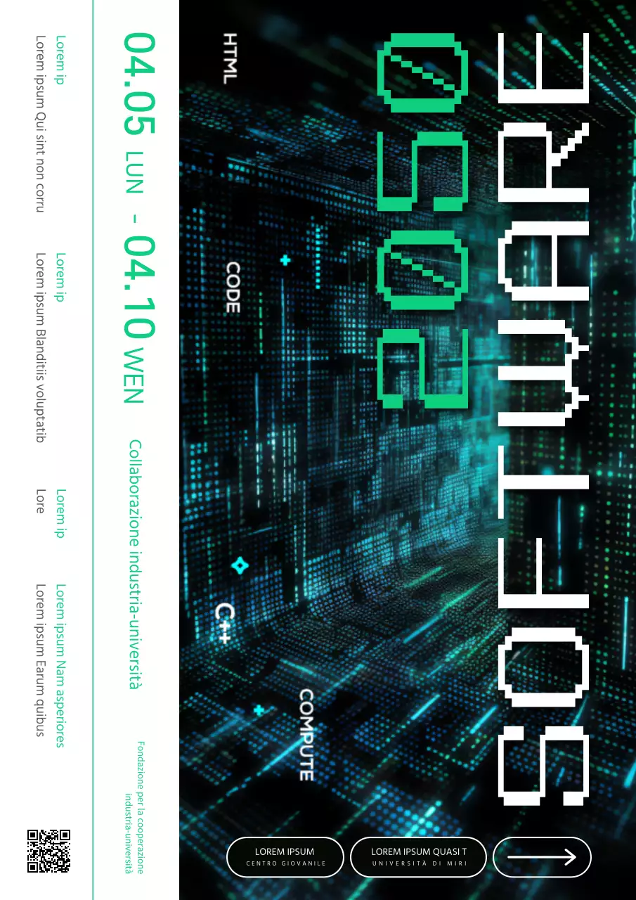 Nero e fluorescente, cyber-feeling, ricerca di talenti software collaborativi tra industria e università