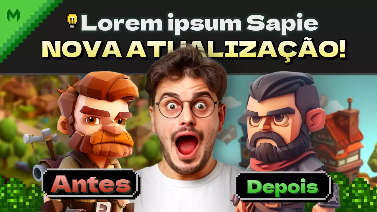 Miniatura do YouTube do jogo de fantasia verde e preto