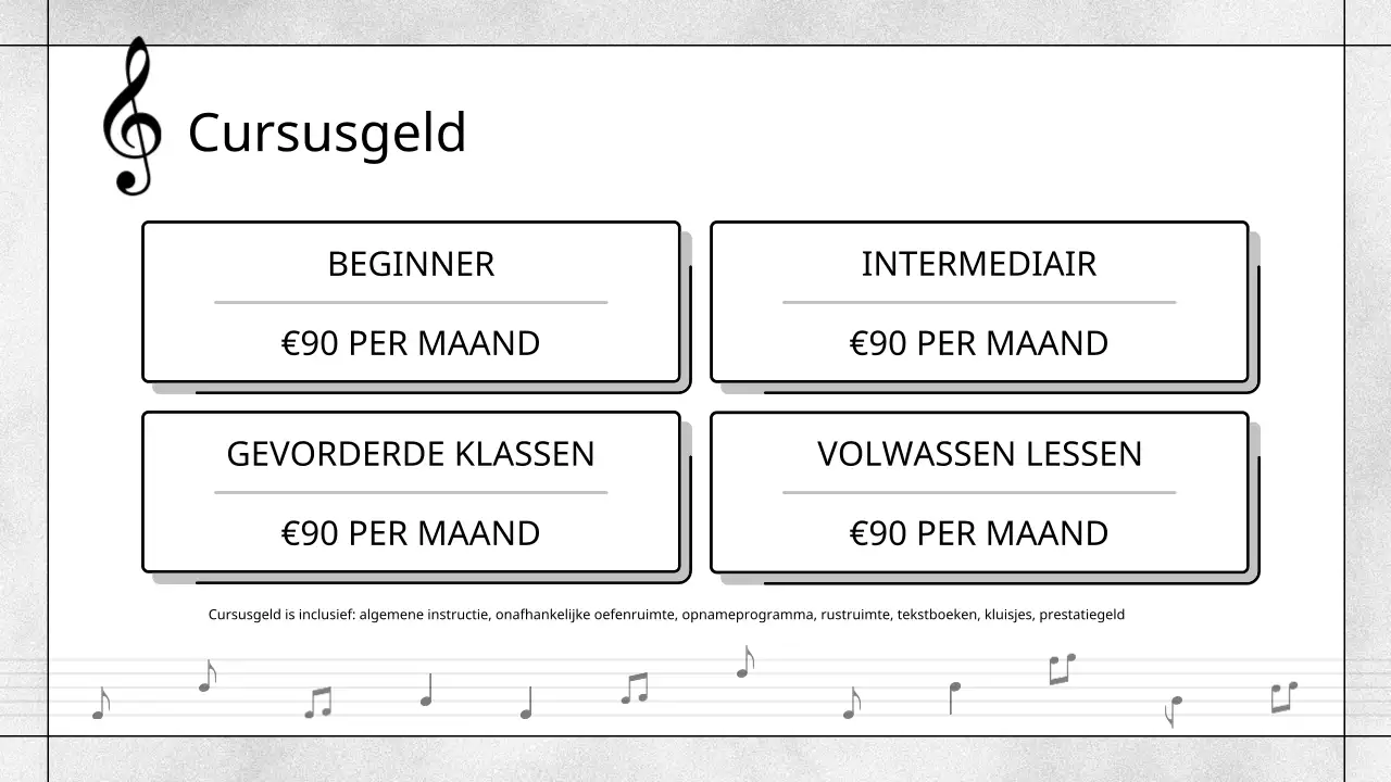 Zwart-wit, moderne prospectus muziekschool
