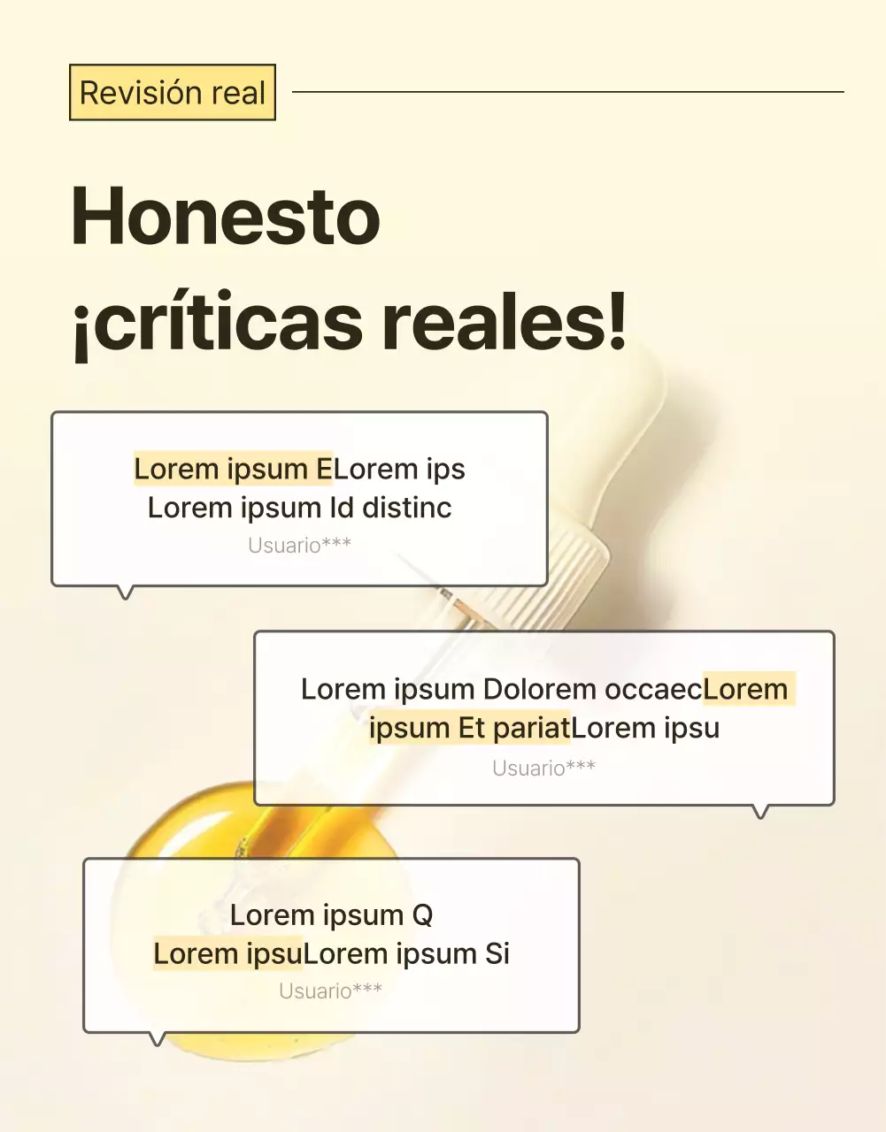 Promover una sencilla página de reseñas de cosméticos amarillos y naranjas para el cuidado de la piel