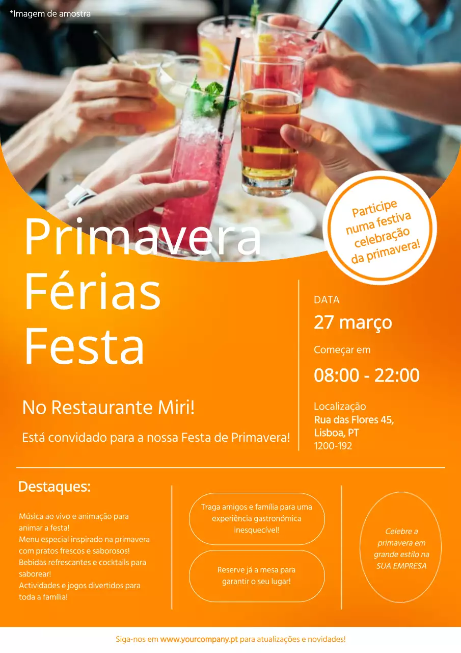 Anúncio de evento de primavera do restaurante moderno laranja e branco