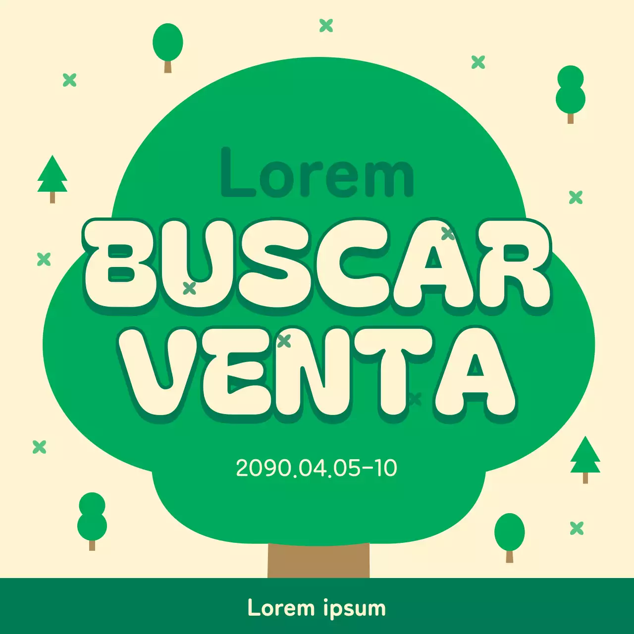 Promocione su evento del Día del Árbol con arte pop verde y marrón