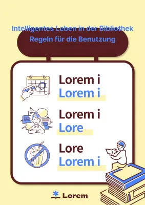 Einfache gelbe und blaue Ankündigung der Bibliotheksordnung