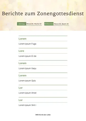Simple Zone Worship Report in Gelb und Gold