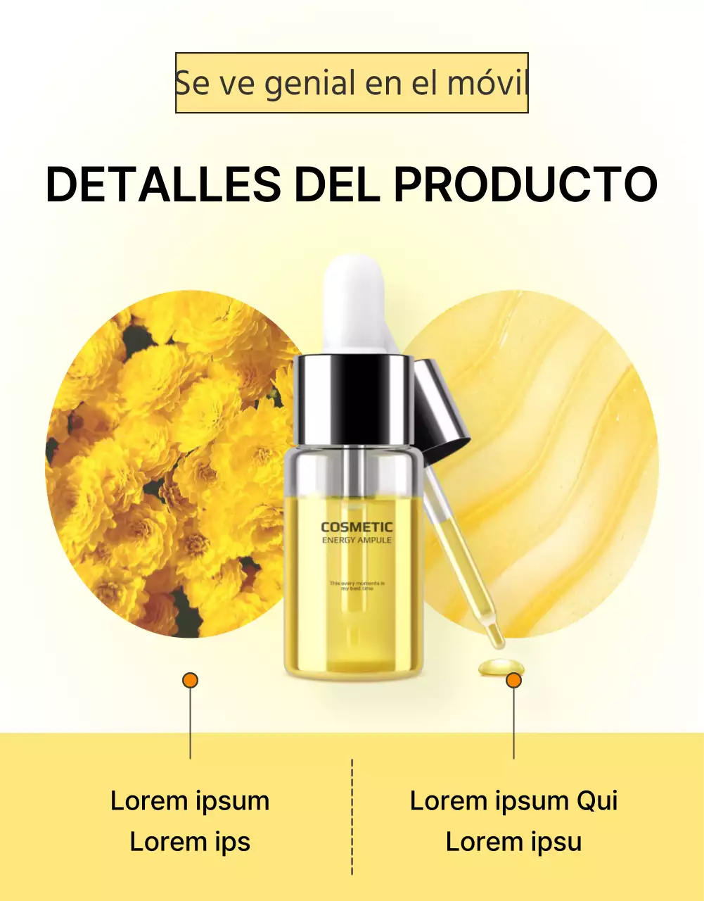 Describir y detallar productos sencillos para el cuidado de la piel en amarillo y naranja