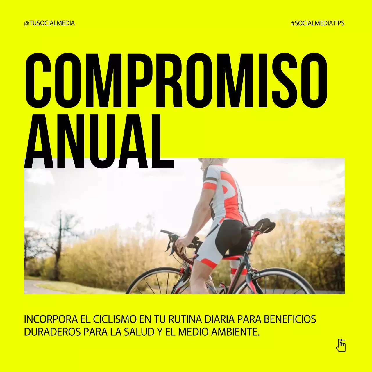 Gris Neón Verde Negrita Día Nacional de la Bicicleta Consejos Instagram Carrusel Post