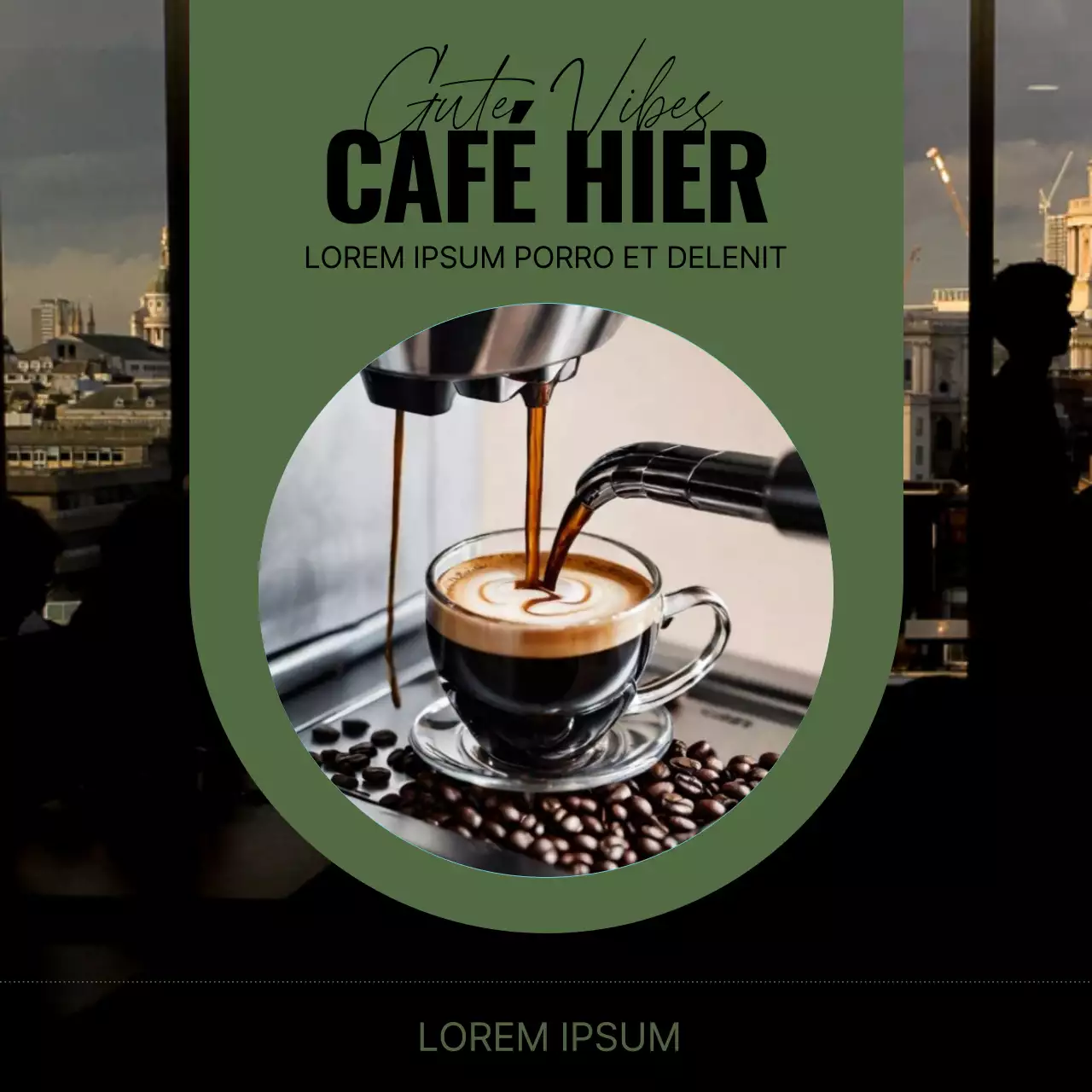 Ein einfaches Café in Khaki und Grau Informationen zur Veranstaltungsankündigung