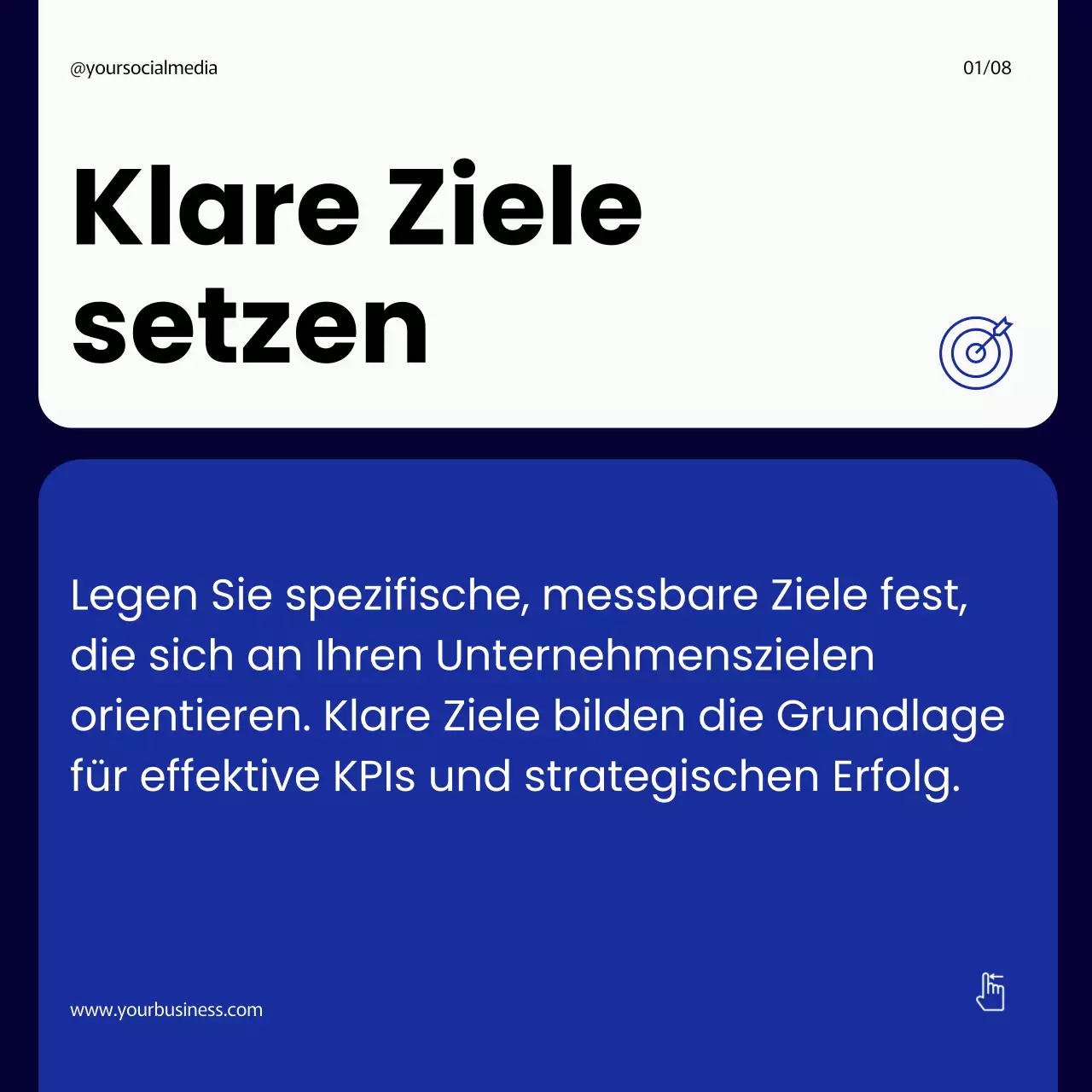 Navy Modern Einfache und mutige Schritte zur Implementierung eines effektiven KPI-Managements Instagram Carousel Post