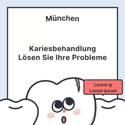 Einfache Kariesbehandlung zahnärztliche Anzeige in hellblau