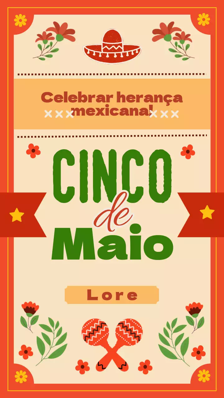 Saudação clássica tradicional vermelho-laranja Celebrar Cinco de maio Instagram Story