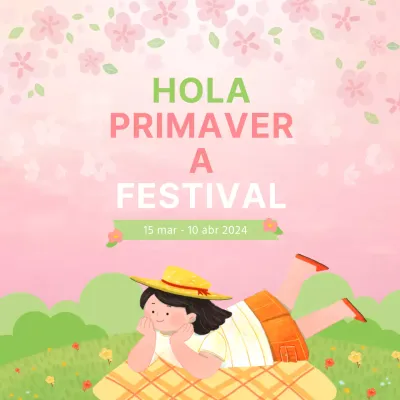 Post de la fiesta de los cerezos en flor, rosa y bonito