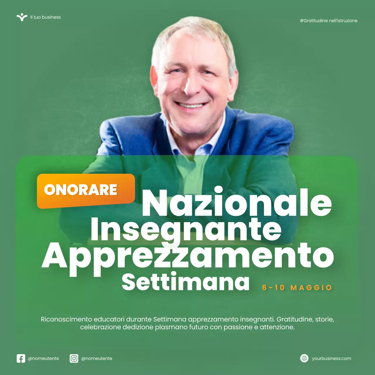 Verde Arancione Moderno Settimana nazionale di apprezzamento degli insegnanti Microblog Carosello di suggerimenti