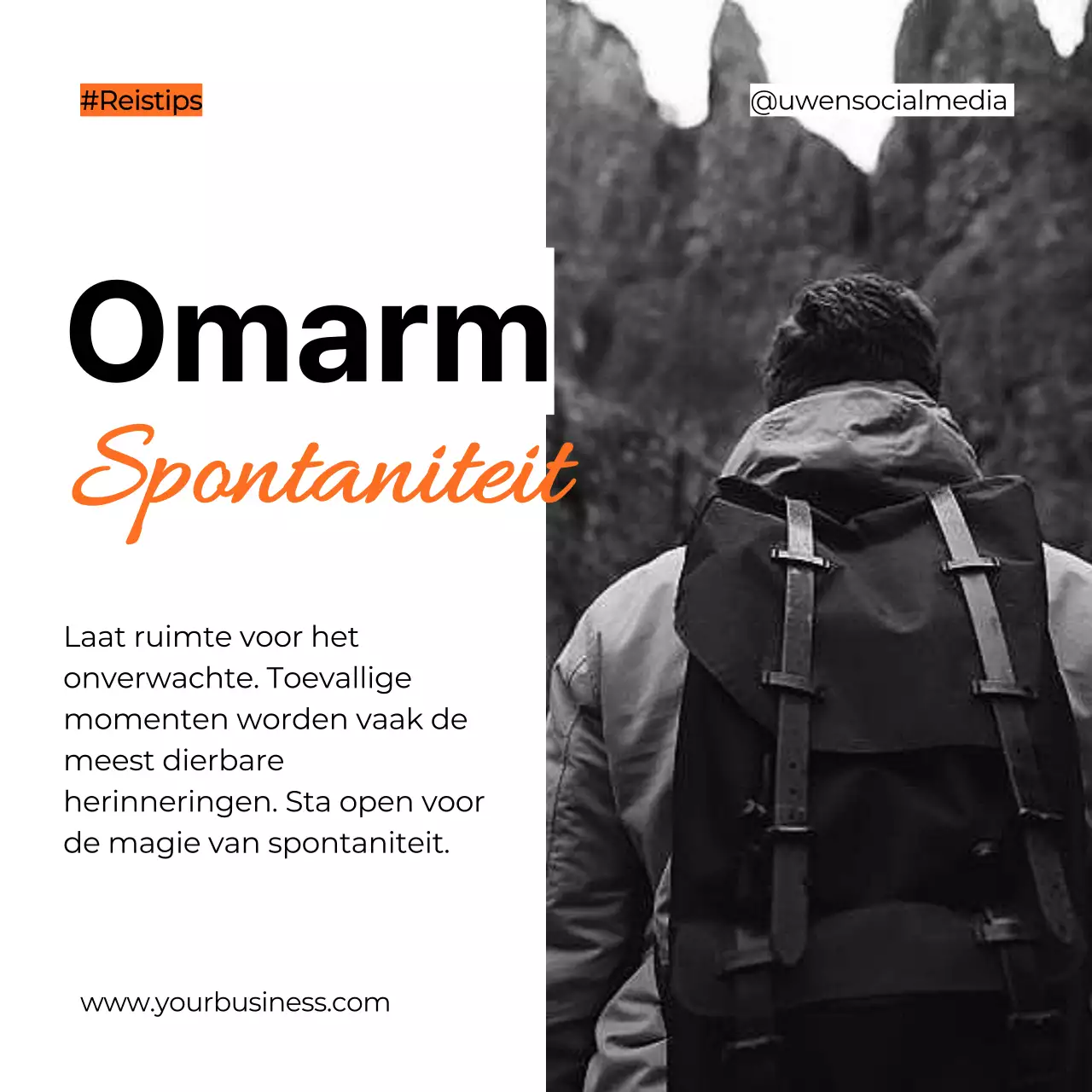 Zwart Wit Oranje Vet Reisplanning Tips Instagram Carrousel