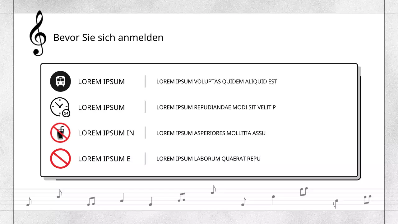 Ein schwarz-weißer, moderner Musikschulprospekt