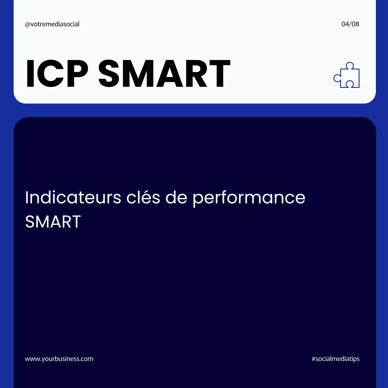 Navy Modern Simple Bold Steps to Implementing Effective KPIs Management Instagram Carousel Post (en anglais)