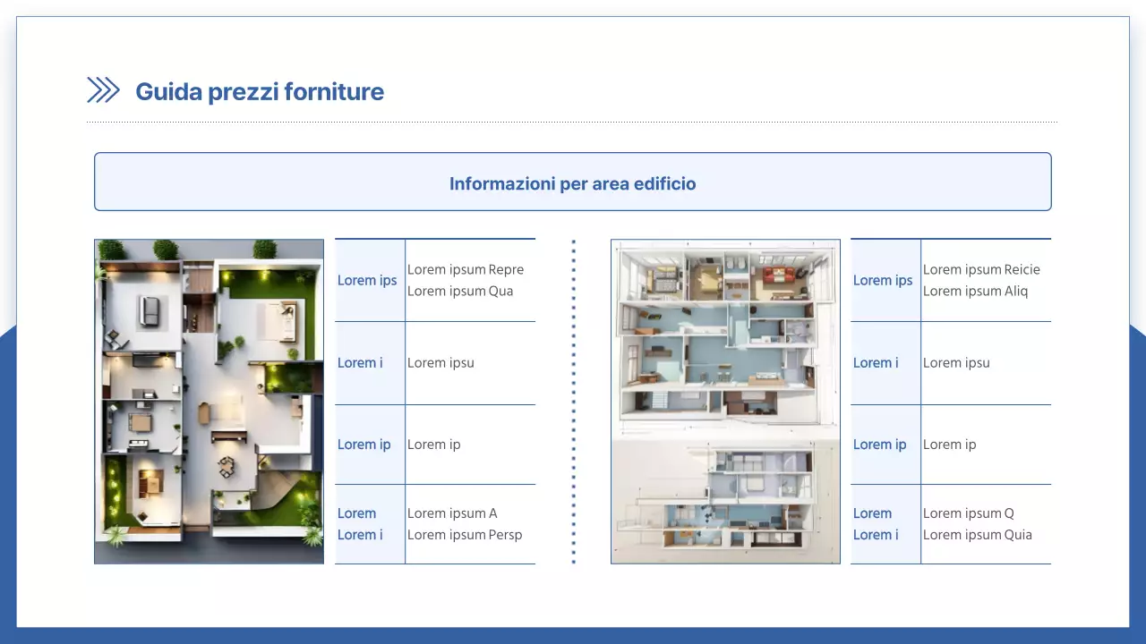 Moderno prospetto del costruttore in bianco e blu