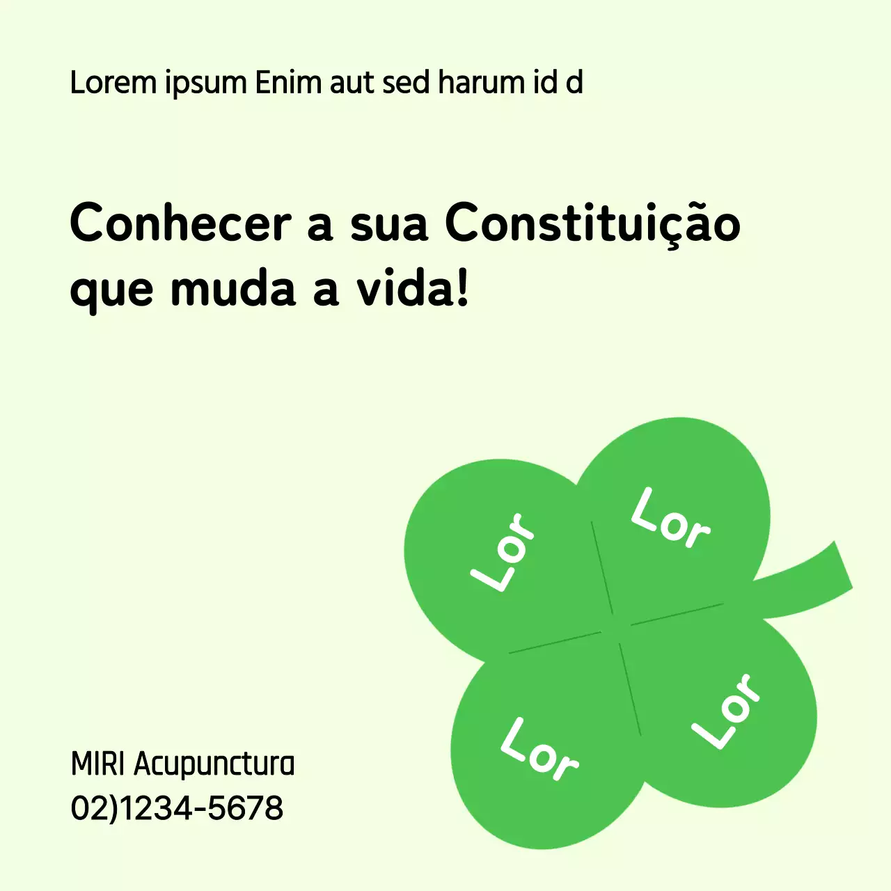 Um anúncio simples para uma clínica oriental em tons de chartreuse