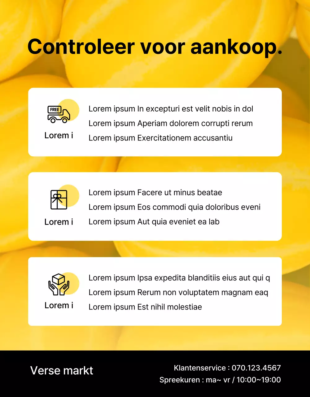 Geel, eenvoudig vers fruit promoten