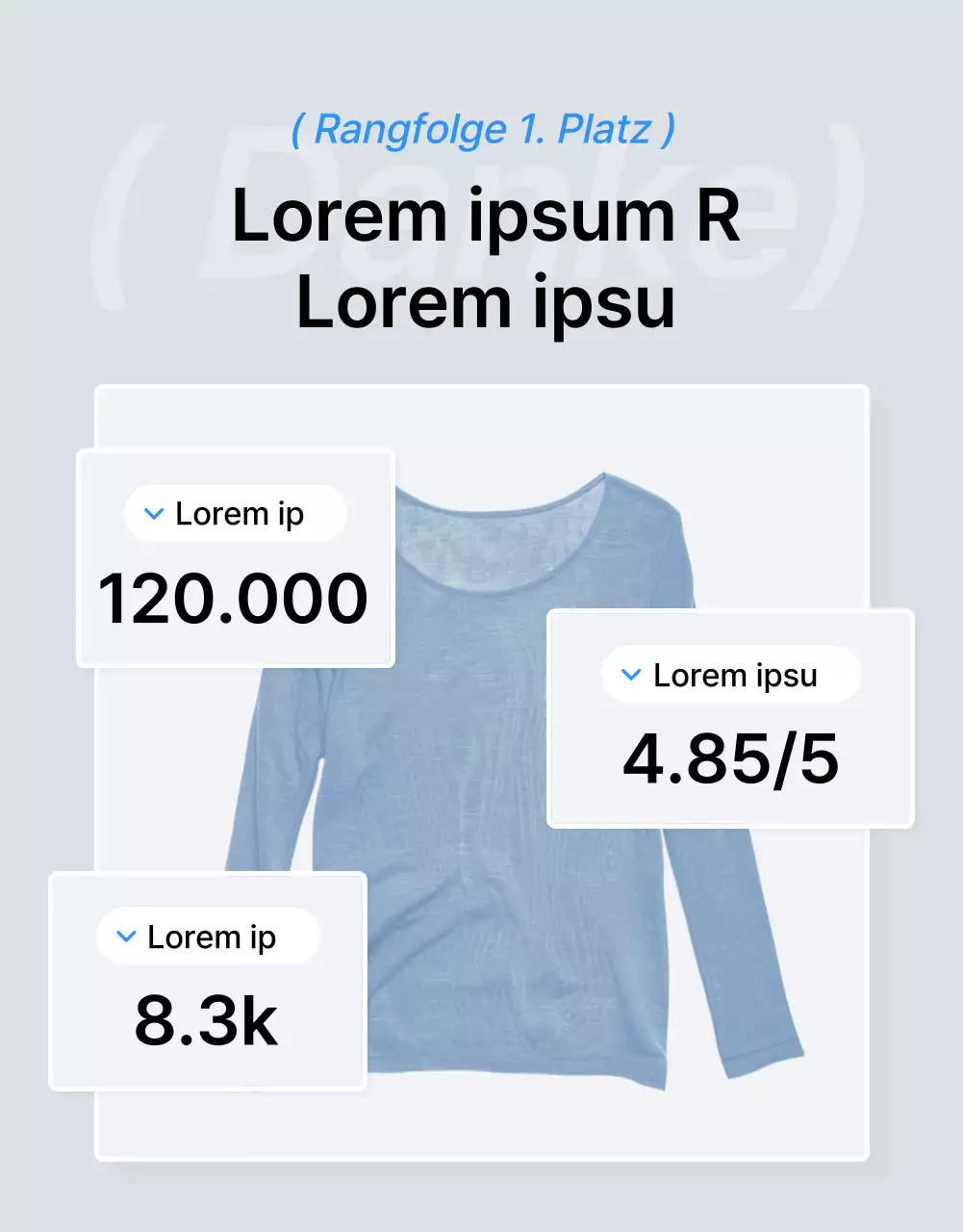 Förderung einer trendigen blau-weißen Mode-Detailseite als Intro