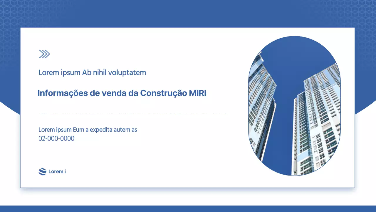 Prospeto do construtor moderno em azul e branco
