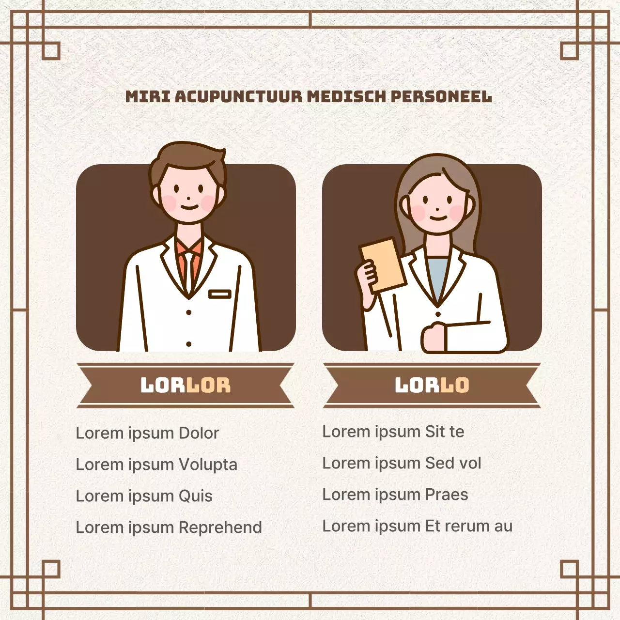 Bruine, oosterse advertentie met recepten voor kruidengeneeskunde voor een Chinese kliniek.