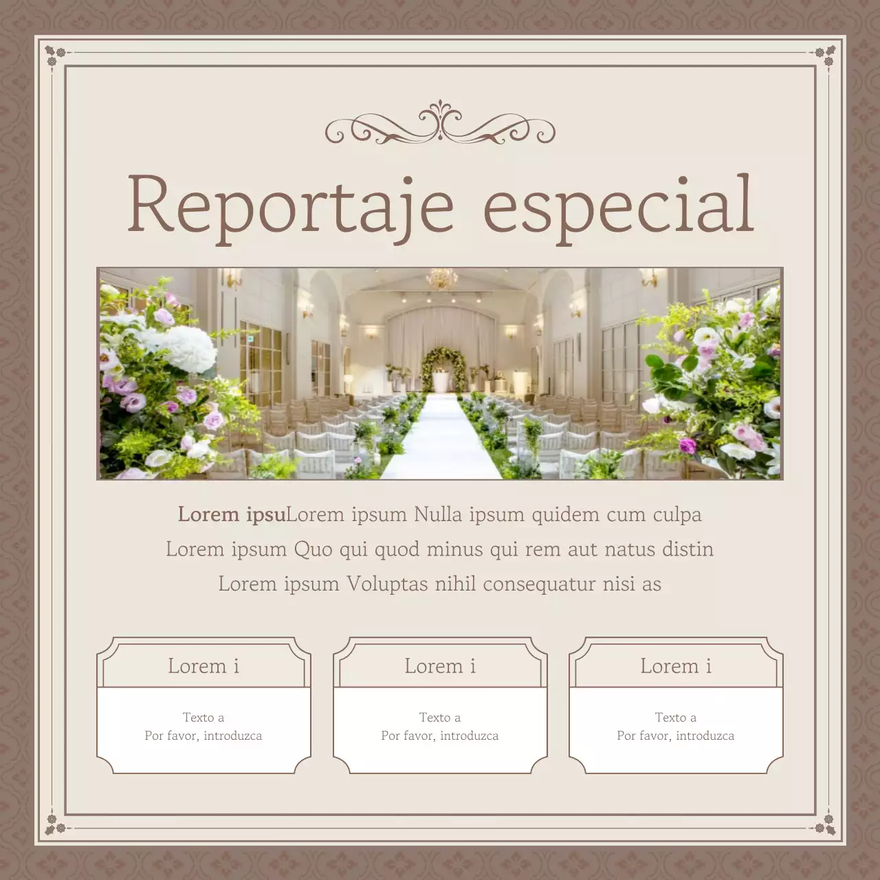 Promover una boda clásica en beige y marfil