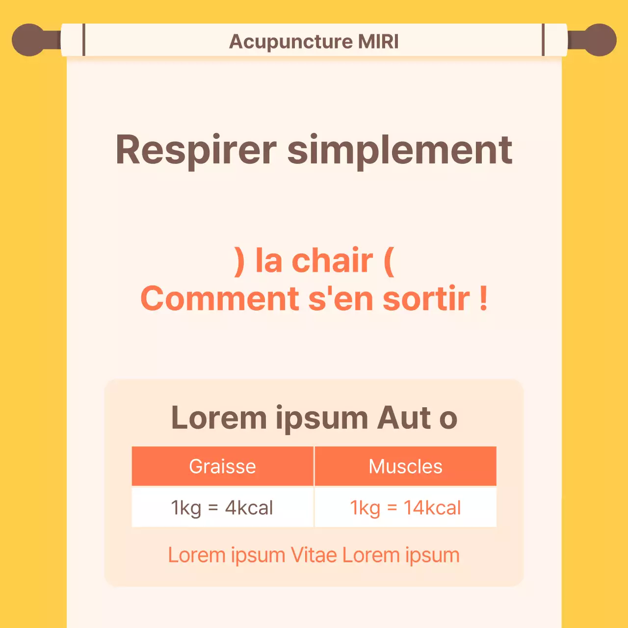 Promotion d'une clinique de médecine chinoise diététique orange et jaune kitsch