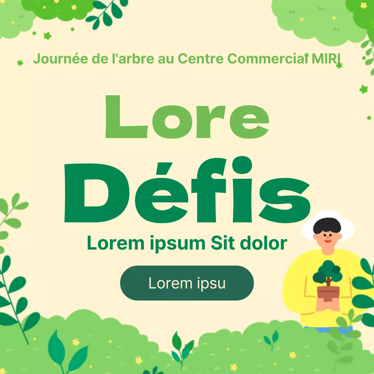 Faites la promotion de votre événement Arbor Day avec du pop art vert et brun