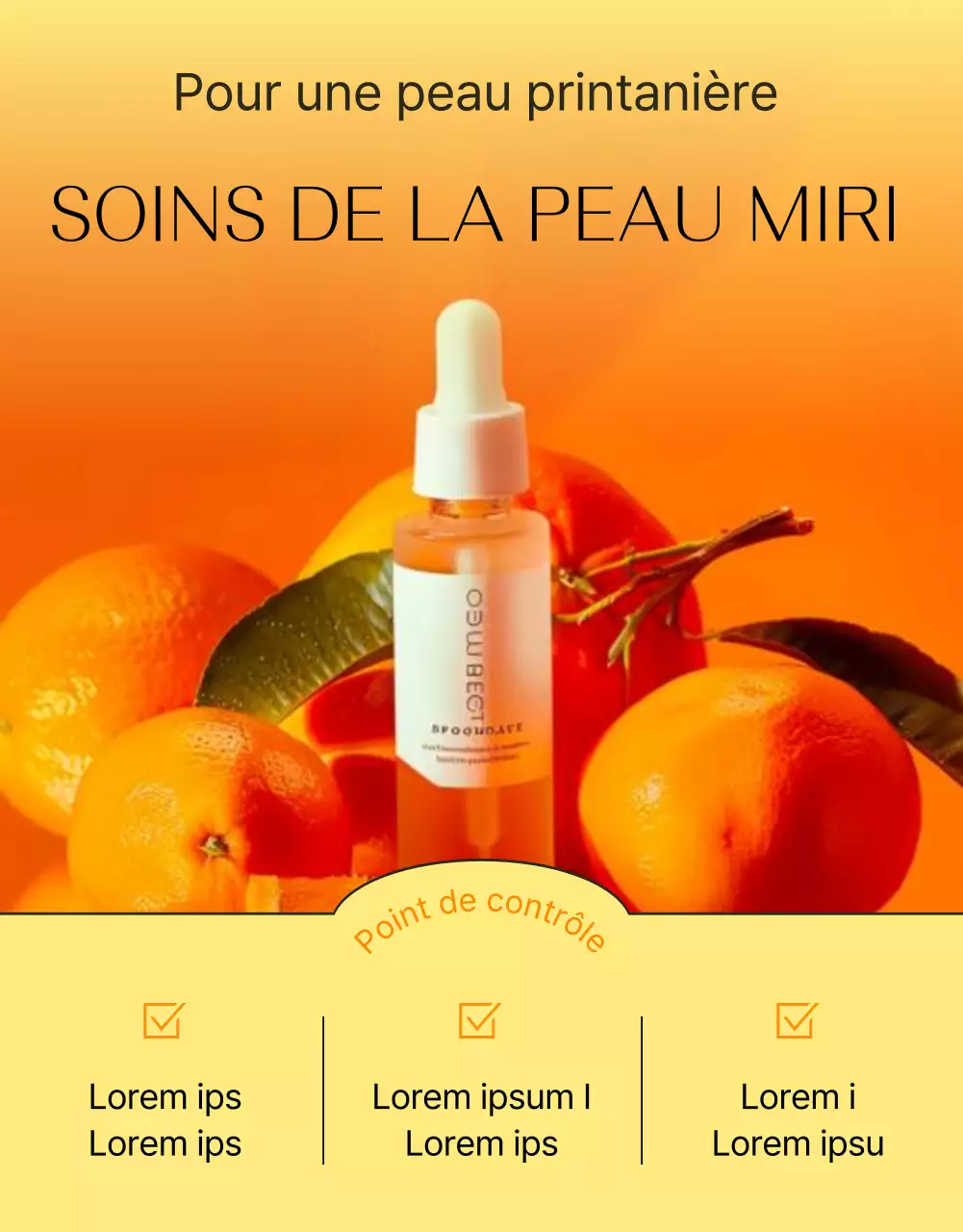 Page de couverture simple, jaune et orange, pour les soins de la peau et les cosmétiques