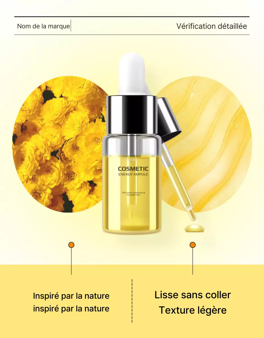 Promotion simple, optimisée pour les mobiles et détaillée sur les soins de la peau en jaune et orange