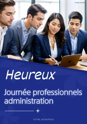 Publicité pour la journée de l'administration simple, bleue et blanche