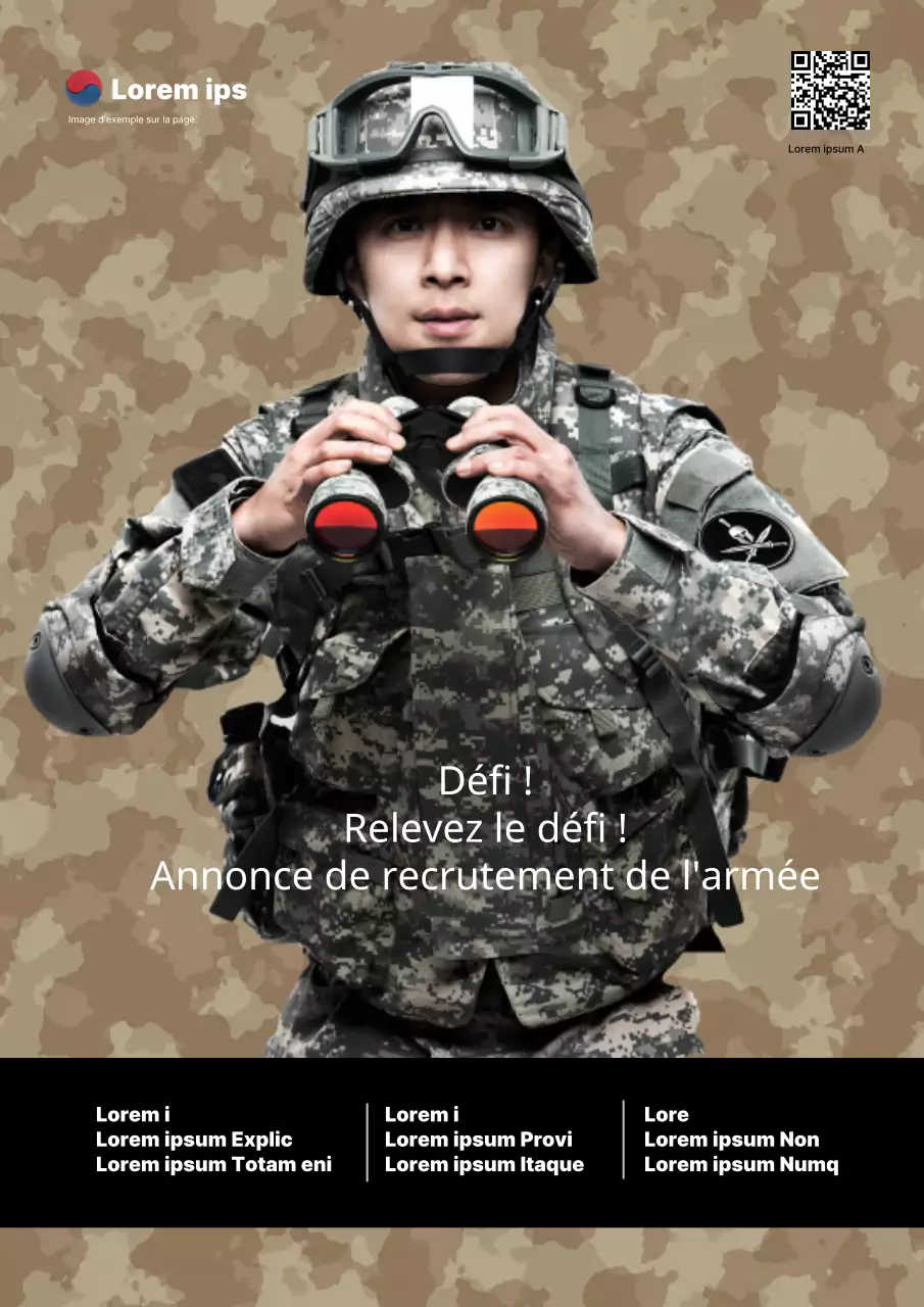 Promouvoir le flyer de recrutement de la géométrie kaki et blanche