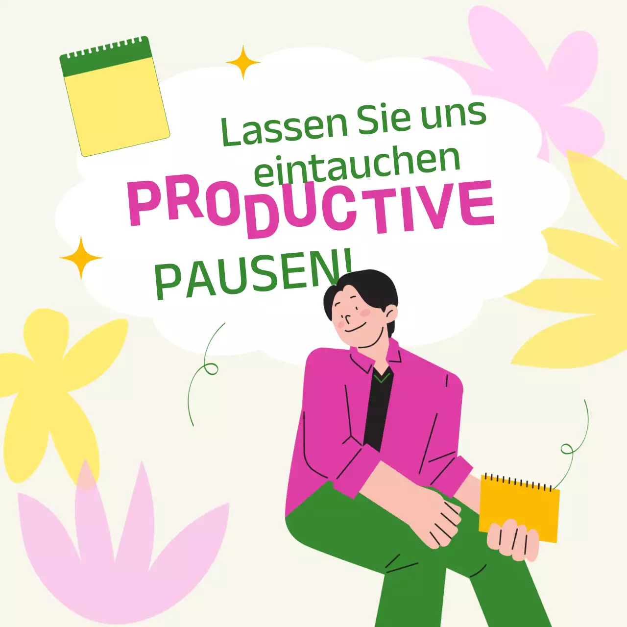 Ein Studentenführer für einen modernen Spring Break in Grün und Gelb