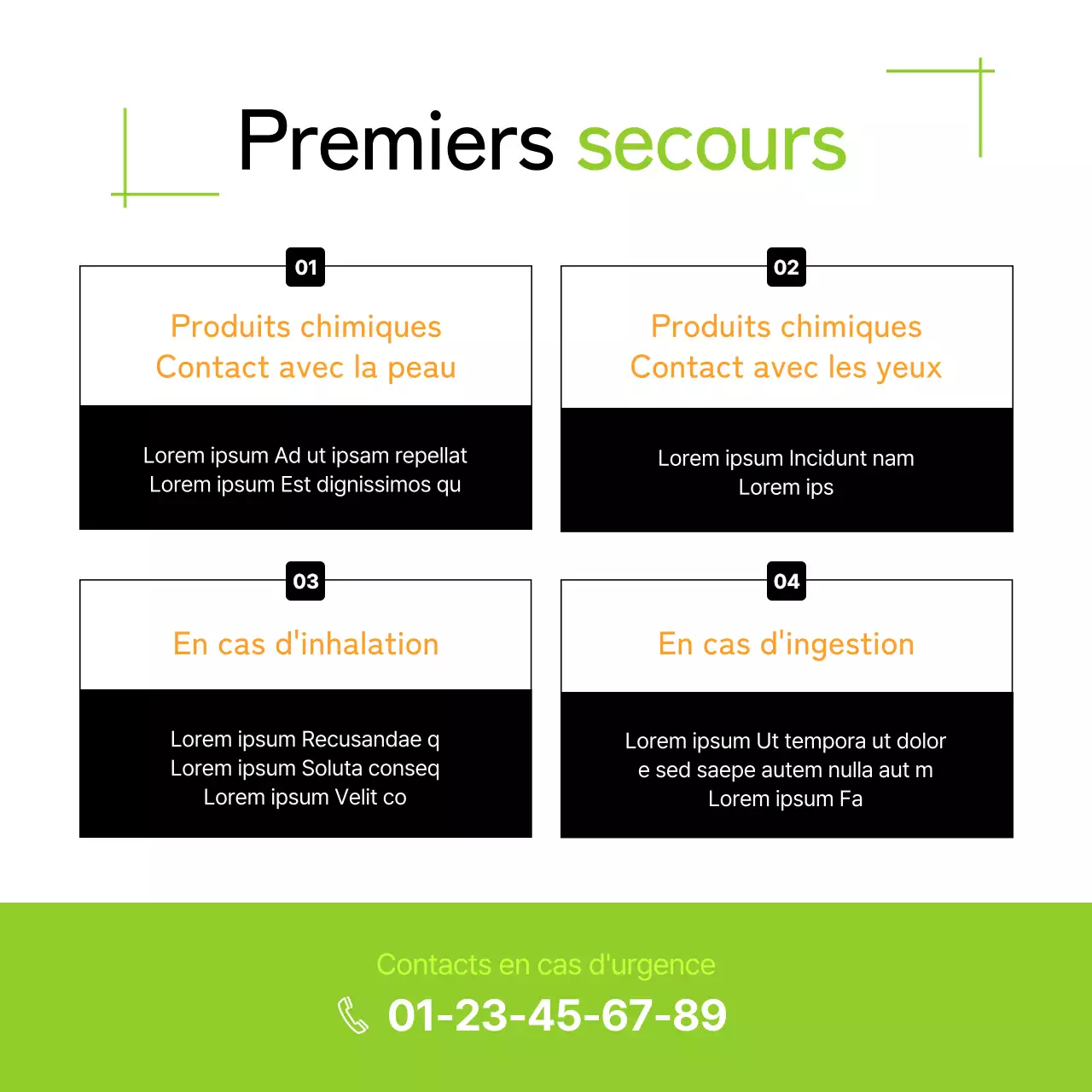 Matériel de formation à la sécurité en laboratoire moderne et de couleur vert tilleul