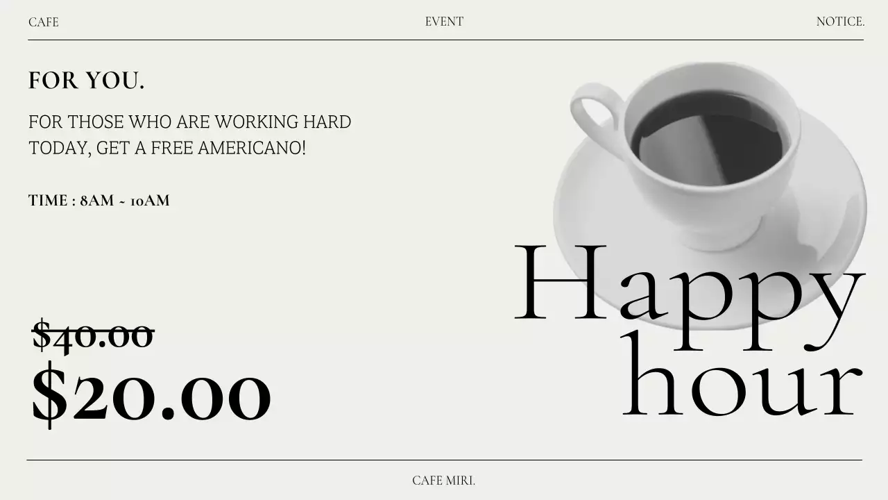 Beige Minimal Cafe Announcement Presentation