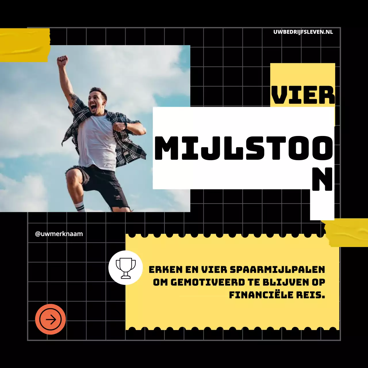 Geel Zwart Geometrisch Pop Tips om je spaarplan te verbeteren Instagram Carrousel