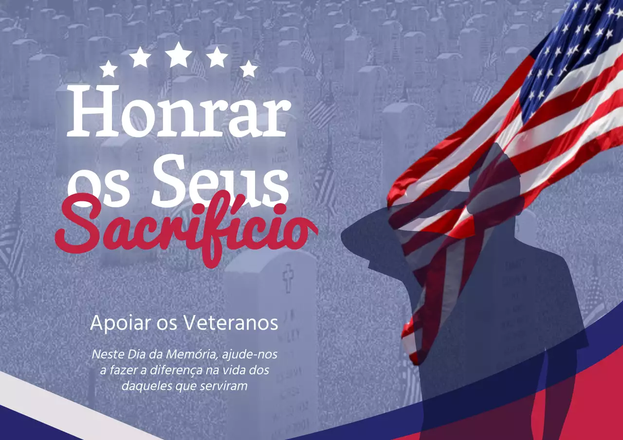 Azul e Vermelho Moderno Publicidade da celebração do Dia da Memória