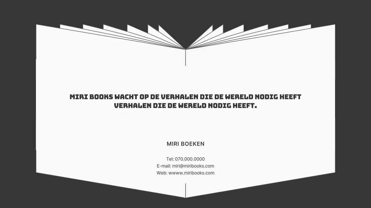 Een eenvoudig zwart-wit boekvoorstel