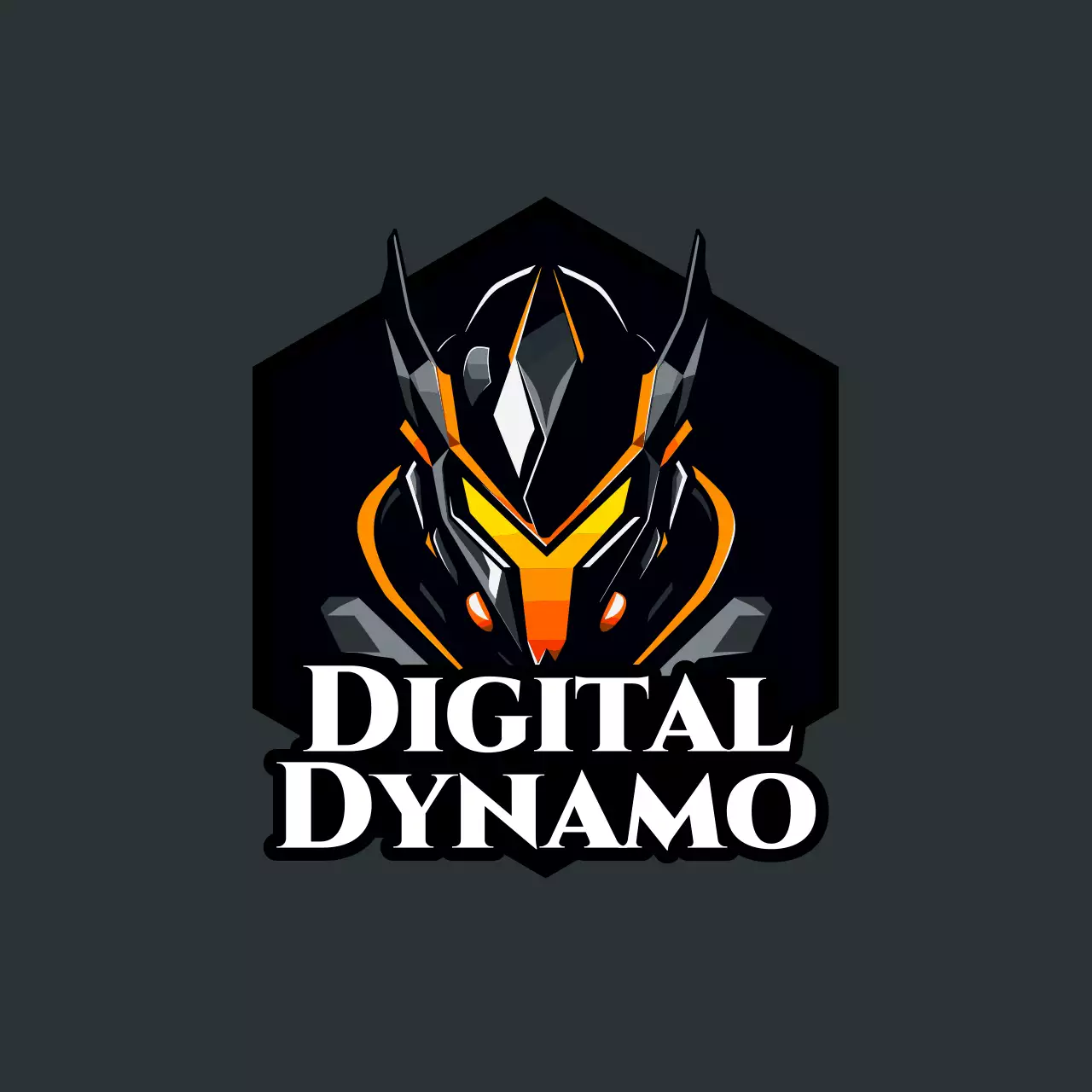 Schwarz-orangefarbenes Medieval Dynamo Logo Werbung
