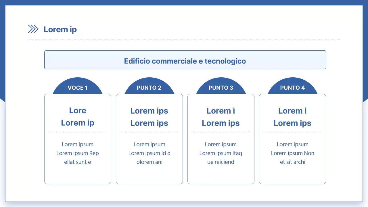 Moderno prospetto del costruttore in bianco e blu