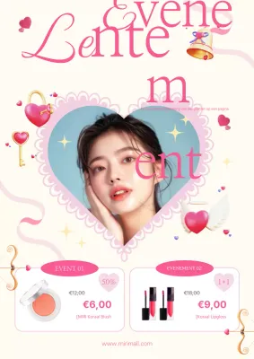 Promotionele flyer voor een prachtig roze lente cosmetica sale evenement