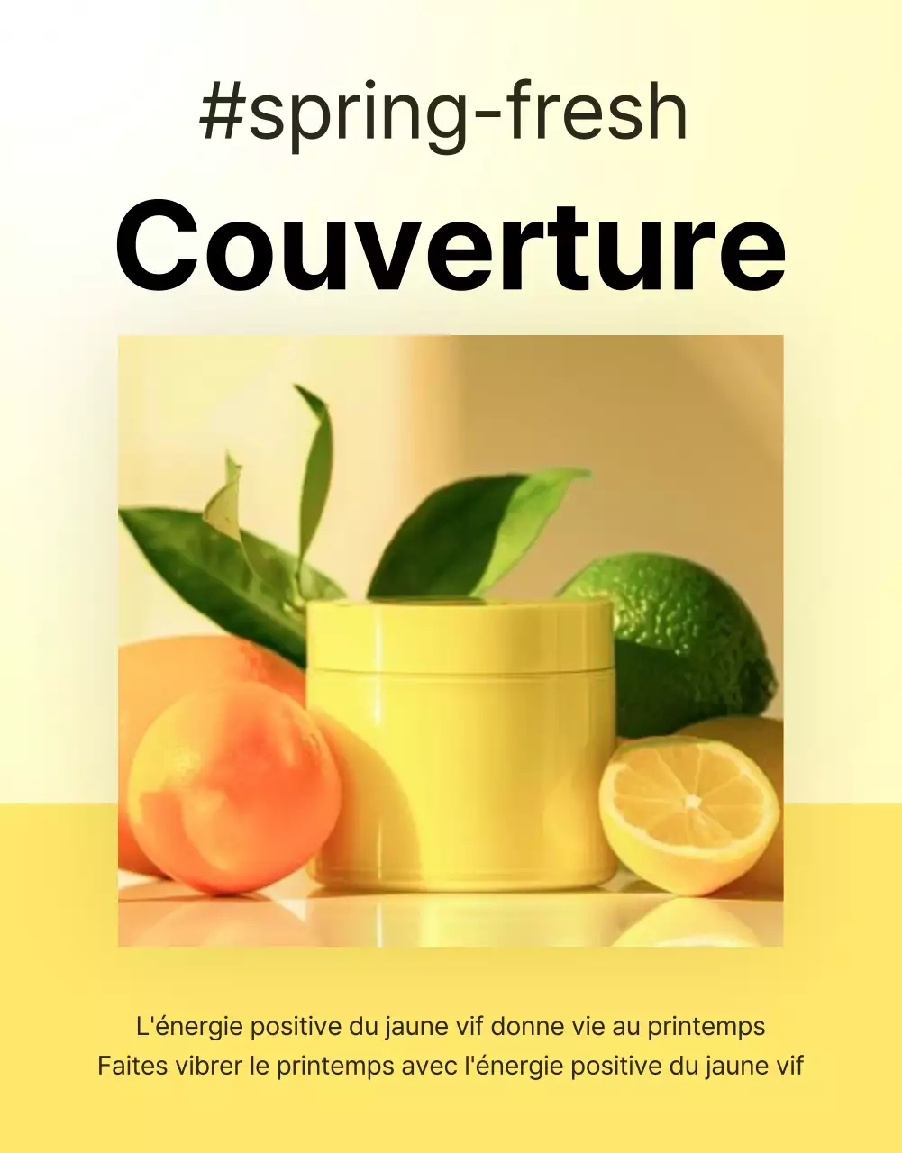 Page de couverture simple, jaune et orange, pour les soins de la peau et les cosmétiques