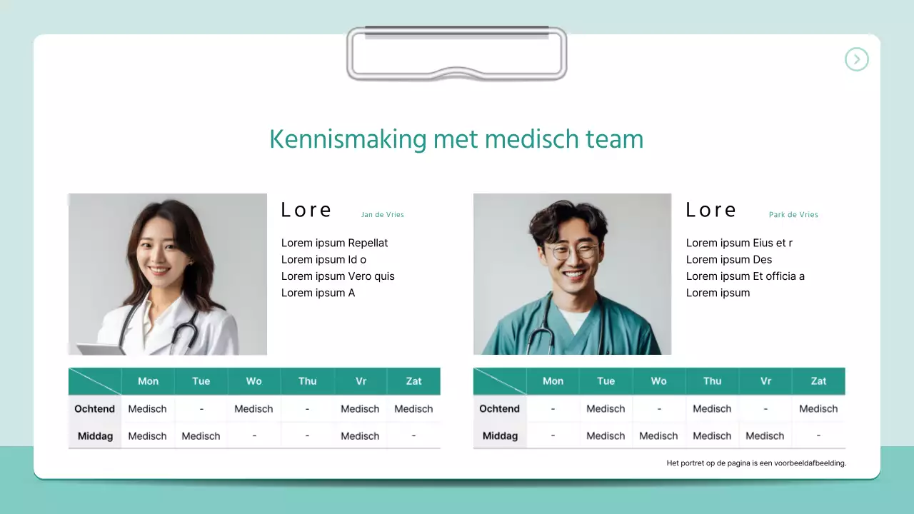 Een eenvoudige ziekenhuisprospectus in 3D ordnerstijl in mintkleuren