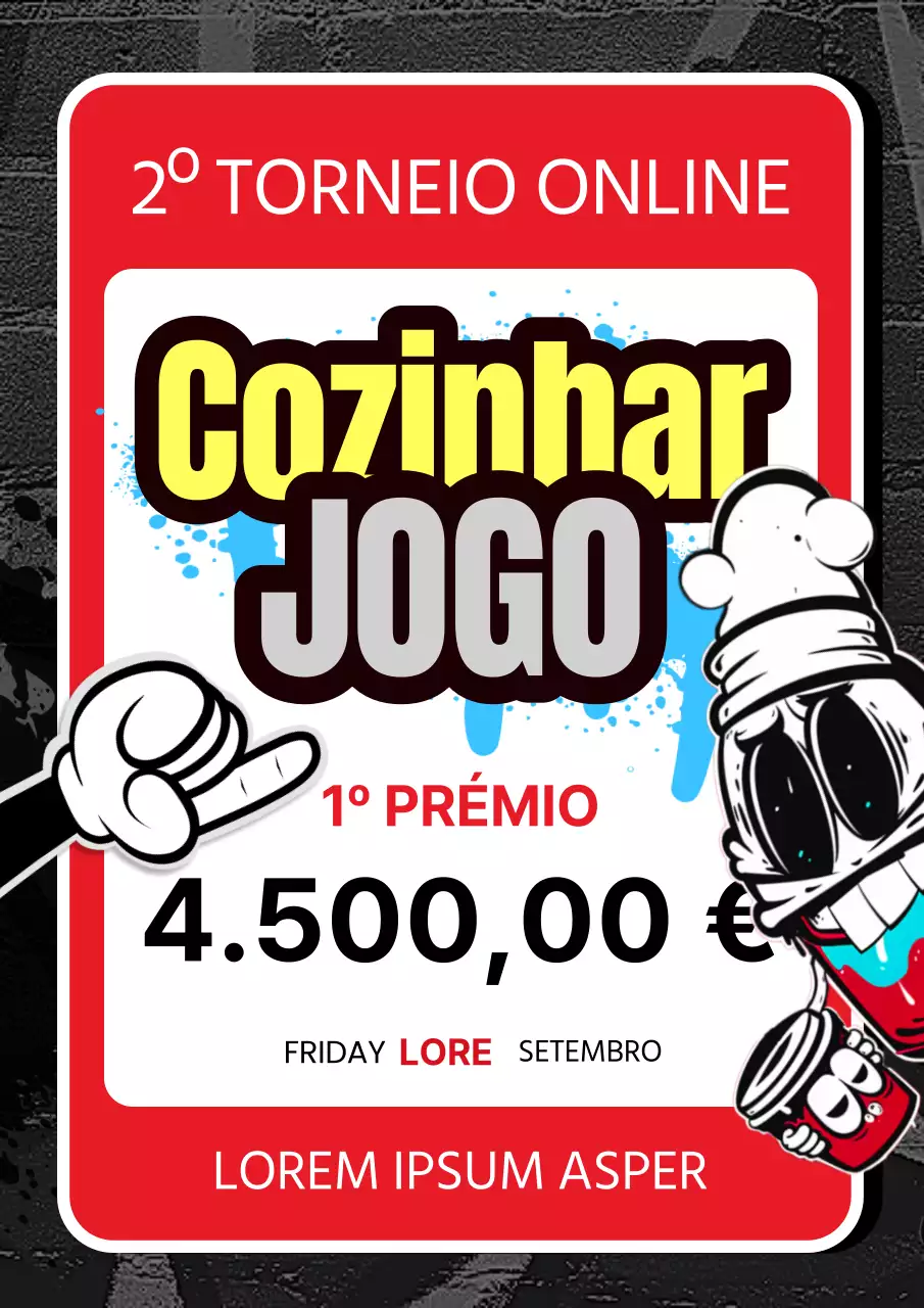 Promover um concurso de jogos kitsch vermelho e preto