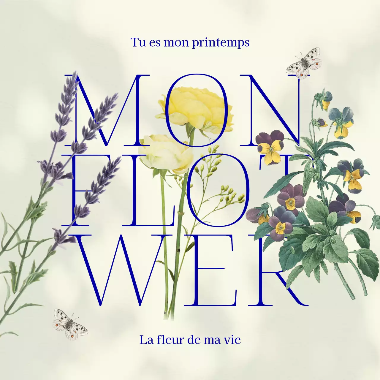 Annonce d'un sentiment classique en bleu marine et violet